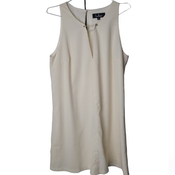 Lulu's Ivory Sheath Sleeveless Dress Barbell Neck Size Medium - Picture 1 of 9